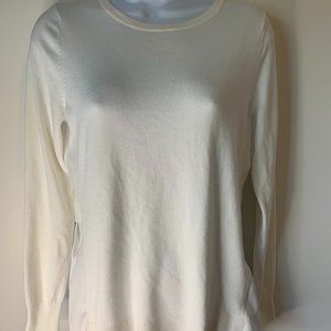 WHBM Long Sleeve Sheer Tail Sweater Cream Size S
